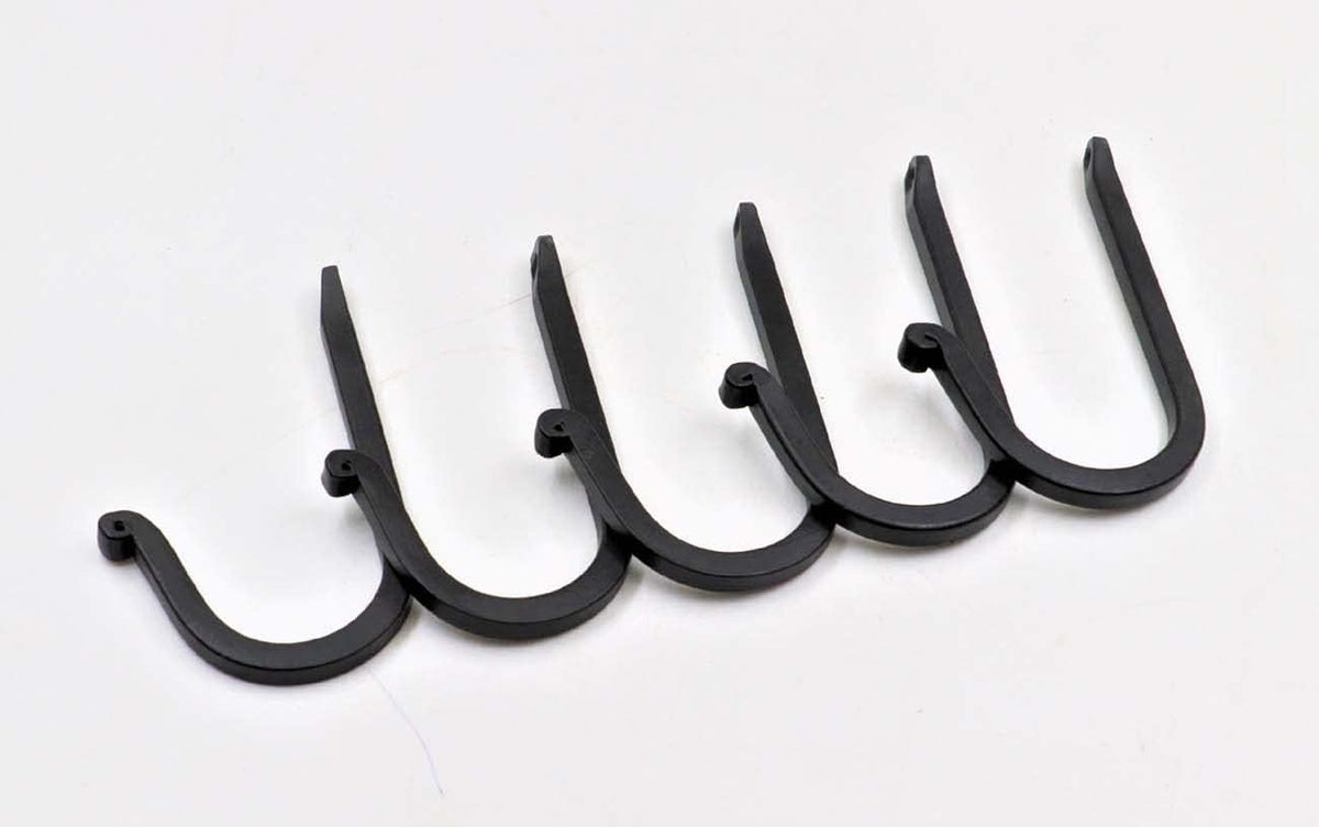 THDC Single Prong Wrought Iron Hooks, Vintage Hand Forged Iron Curved Metal Fasteners – Decorative Colonial Wall Décor, Heavy Duty Wall Hooks, Hangers for Keys, Coats, Robe, Bags, Home, Kitchen (5)