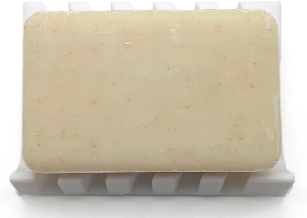 Silicone Draining Soap Dish, Sloped Angled Design, Chevron Pattern, Universal Fit, Extra Thick (White, 4.5"x3.2")