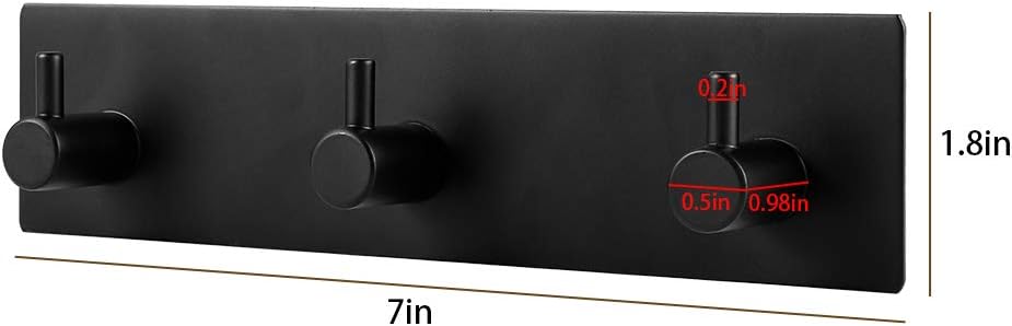 Picowe Key Holder for Wall Decorative, Adhesive Stainless Steel Key Hooks, Key Hanger Key Organizer for Wall, Towel Hook Coat Hanger for Entryway Hallway Kitchen(Three Rows,Black 1PCS)