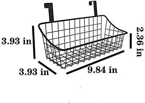 Wire Storage Basket No Drilling Wall Hanging Baskets with Adhesive for Kitchen, Bathroom, Bedroom Storage 2 Pack Black