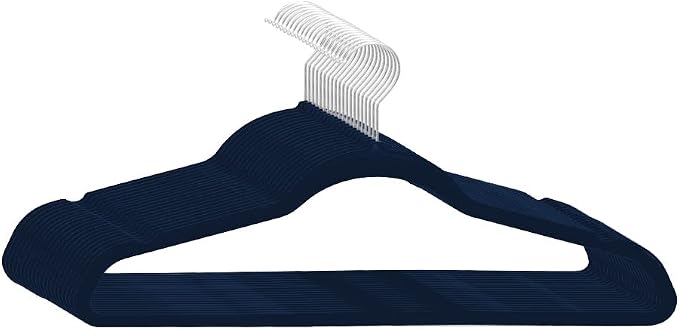 Home Expressions Premium 20 Pack - Ultra Thin No Slip Velvet Suit Swivel Hangers - 21" Extra Wide Strong Velvet Hangers - Space Saving Clothes Hangers - 21x0.2x10 inches (Navy)
