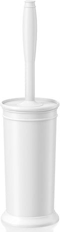 Toilet Brush, Toilet Bowl Brush with Extra Long Handle Durable Bristles Toilet Scrubber and Covered Holder for Toilet Brush Set for Bathroom Cleaning (White, 1 Set)