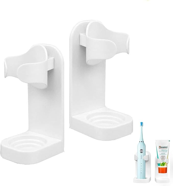 Electric Toothbrush Holders for Bathroom, Electric Toothbrush Organizer, Bathrooms Toothbrush Storage for Shower Space-Saving, Mirror Toothbrush Holder Wall Mounted, ABS(White)
