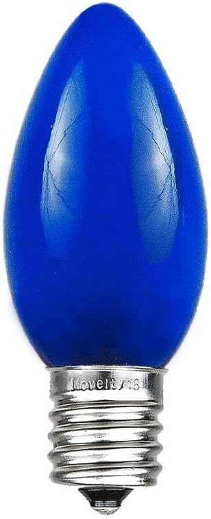 Novelty Lights 50 Pack C9 Ceramic Outdoor Christmas Replacement Bulbs, Blue, E17 Intermediate Base, 7 Watt