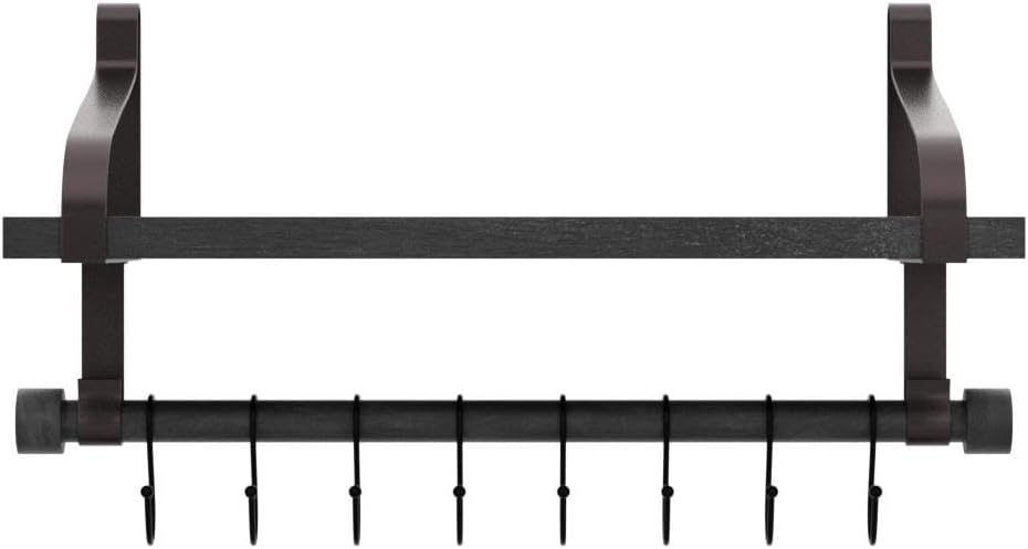 Love-KANKEI 17.3" Floating Wall Shelf Wood/Bracket,Coffee Bar,Black/Brown