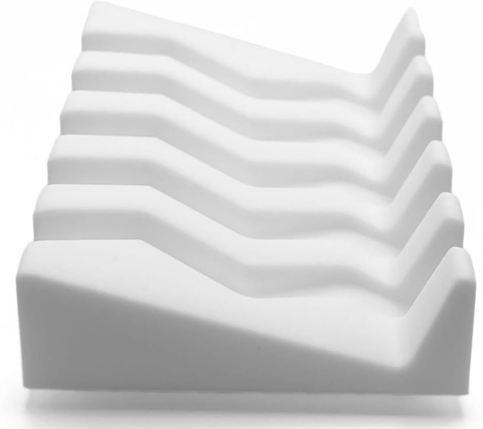 Silicone Draining Soap Dish, Sloped Angled Design, Chevron Pattern, Universal Fit, Extra Thick (White, 4.5"x3.2")