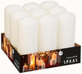 Spaas Tray of 9 Unscented Pillar Candles, Paraffin Wax White, D 60 mm x H 150 mm