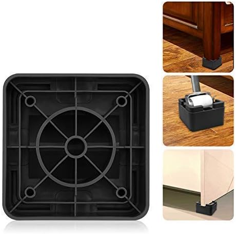iPrimio Bed Risers 2" Lift, for Sofa and Desk, Square V Base, Black, 6 Pack
