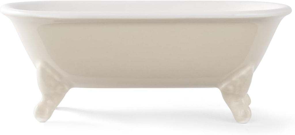 6.5" Ceramic Mini Clawfoot Bathtub Soap Dish,Bar Soap Holder,Beige