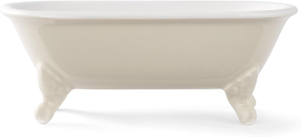 6.5" Ceramic Mini Clawfoot Bathtub Soap Dish,Bar Soap Holder,Beige