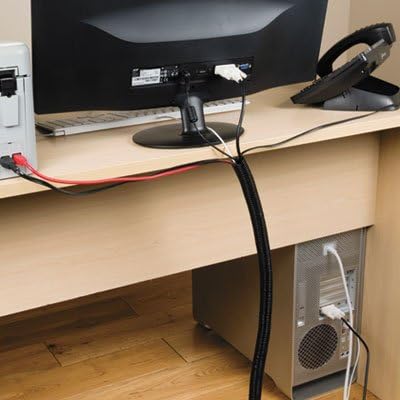 D-Line Black 43in Cable Sleeve, Flexible Wire Protector Tubing, Split Electrical Conduit, Plastic PC Cable Management Tube, Cord Sheath, TV Loom Tubing - 1.26in Diameter, 43-inch Length