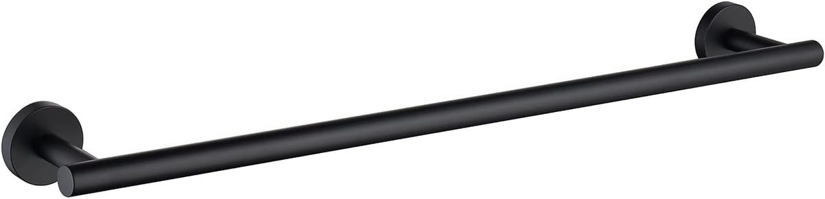 TASTOS 23.6 Inch Bath Towel Bar Matte Black, Premium SUS304 Stainless Steel Round Style Bathroom Heavy Duty Holder, Kitchen Rod, Wall Mount With Screws Rack