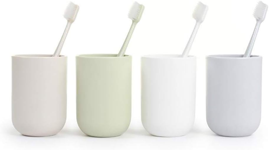 Toothbrush Cup, Bathroom Cup, Toothbrush Holder, Bathroom Tumbler, Plastic, 350ml (Khaki)