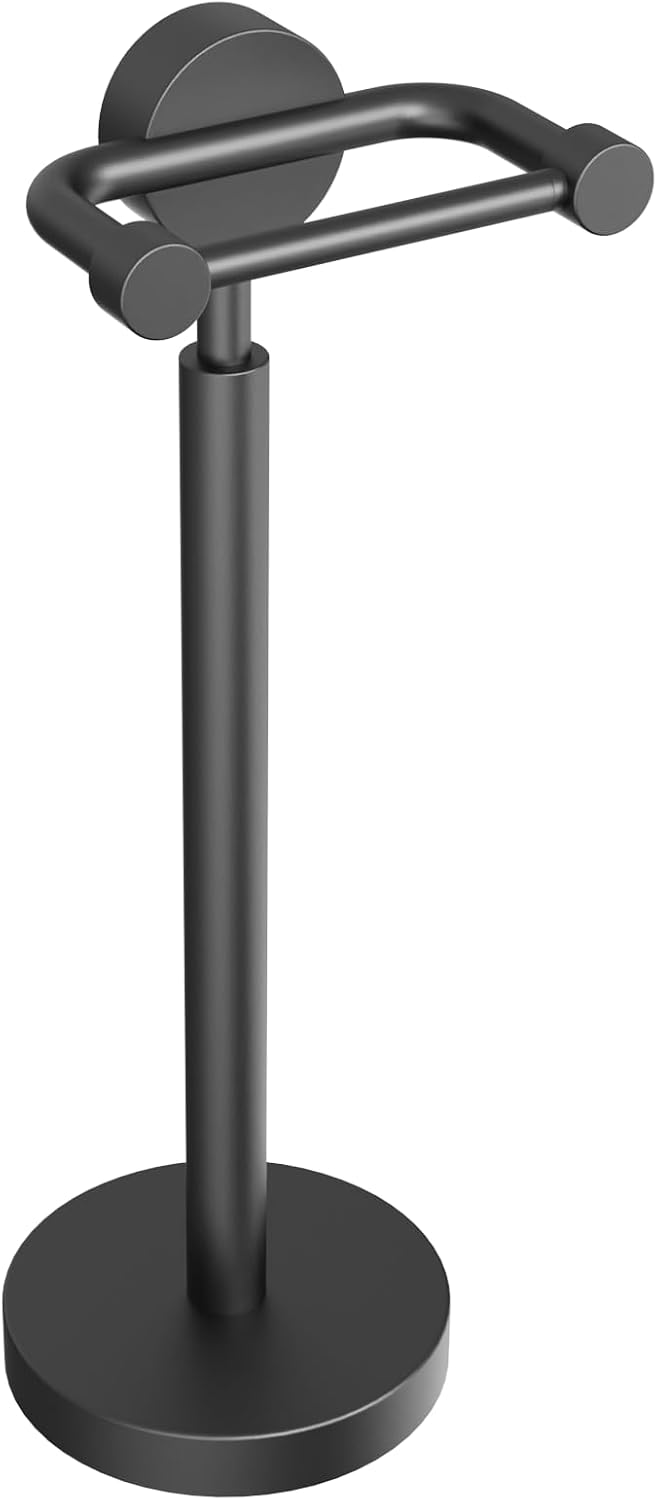 YUMORE 5.28 lb Heavy Duty Black Toilet Paper Holder Stand, Weighted Base