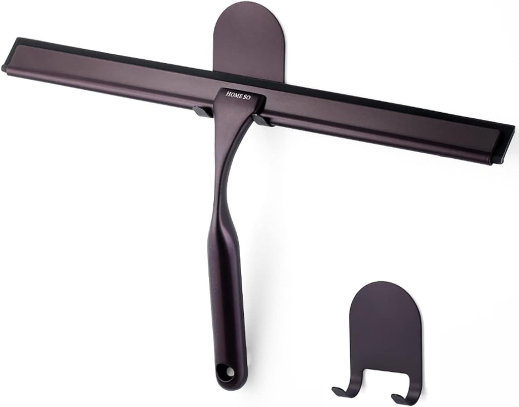 HOME SO Stainless Steel Shower Squeegee, Brown Bronze 12" Rubber Blade