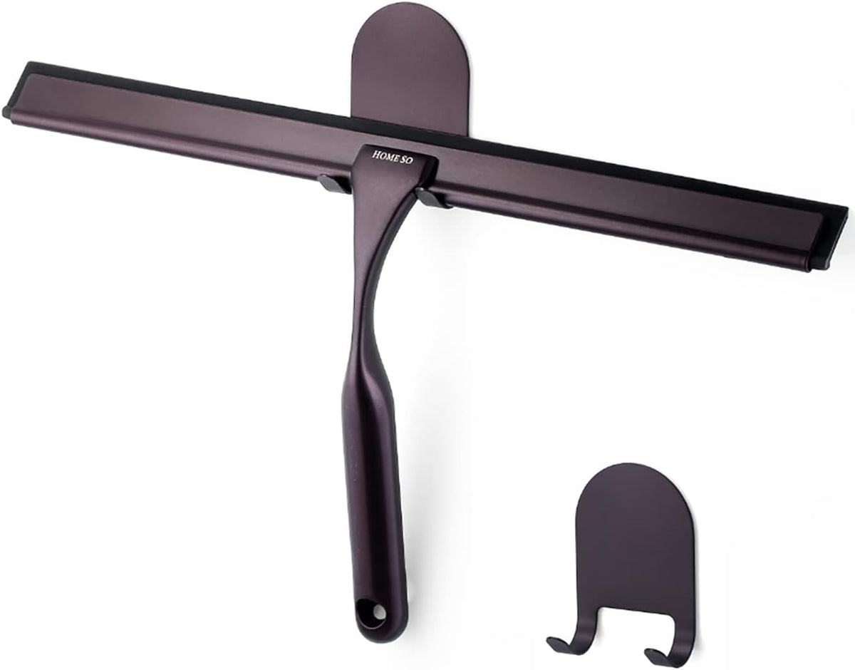 HOME SO Stainless Steel Shower Squeegee, Brown Bronze 12" Rubber Blade