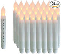 24PCS LED Flameless Taper Candles, 6.5” Tall Tapered Candlesticks Battery Operated, Warm White Flickering Flame LED Taper Candles for Wedding, Halloween, Thanksgiving -Batteries Not Included
