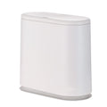12L White Slim Bathroom Trash Can with Press Top Lid,3.17 Gallon Pet/Dog Proof Kitchen Trash Can,Thin Garbage Can,Covered Wastebasket,Narrow Small Plastic Trashcan for Craft Room,Bedroom,Office,Dorm