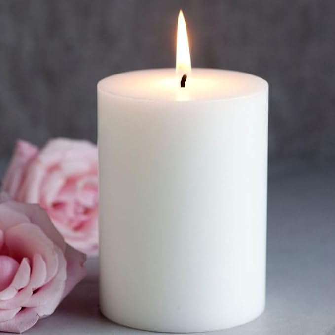 Pillar Candles 2.8x4 Inch 3 Pack White – CW Studio Unscented 45-Hour Long Burn, Smokeless Dripless Premium Wax with Cotton Wick – for Weddings, Events, Home & Rustic Decor