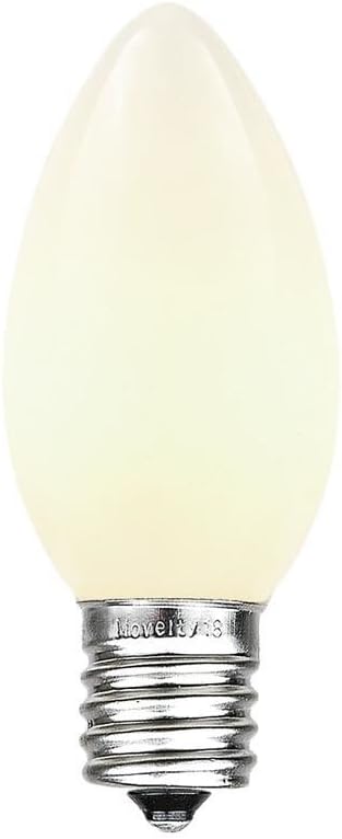 Novelty Lights 50 Pack C9 Ceramic Outdoor Christmas Replacement Bulbs, White, E17 Intermediate Base, 7 Watt