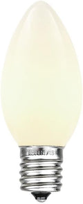 Novelty Lights 50 Pack C9 Ceramic Outdoor Christmas Replacement Bulbs, White, E17 Intermediate Base, 7 Watt