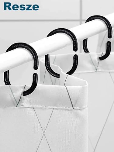 Resze 24 PCS Shower Curtain Rings,Plastic Black Shower Curtain Hooks,C-Shaped Rings Hook Hanger Bathroom Shower Window Rod (Pack of 3)