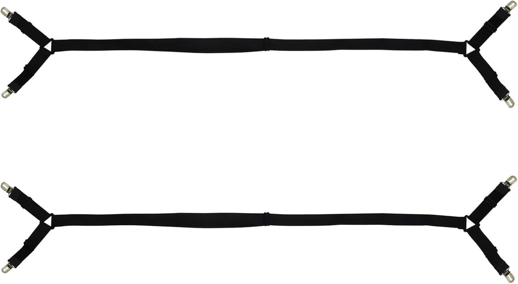 Bonsicoky Adjustable Elastic Straps with Metal Clips, Black, 2 Pack