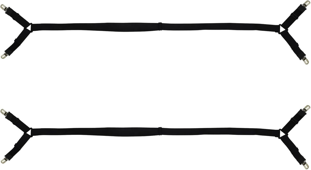 Bonsicoky Adjustable Elastic Straps with Metal Clips, Black, 2 Pack