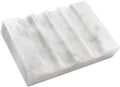WeDoDecor Real Marble Soap Dish for Shower Stone Tray Small Bar Soap Holder with Self Draining | Non-Slip, Luxury Bath Room Accessories (White)