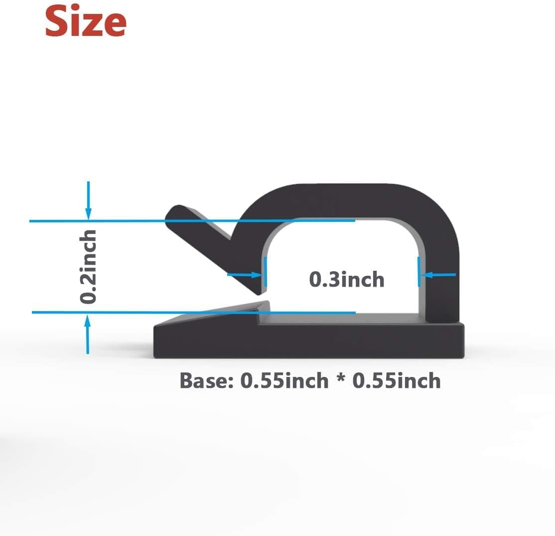 60Pack Cable Clips, Adhesive Wire Holder for Home Office, Black