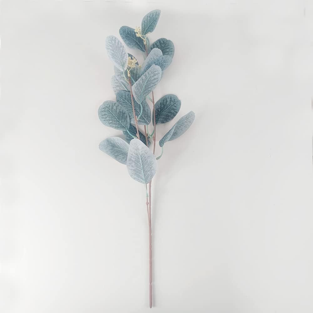 4Pcs Artificial Eucalyptus Leaves Stems Faux Eucalyptus Plant Branches for Vase Filling Home Decoration Flowers Wedding Holiday Arrangement (Light Blue)
