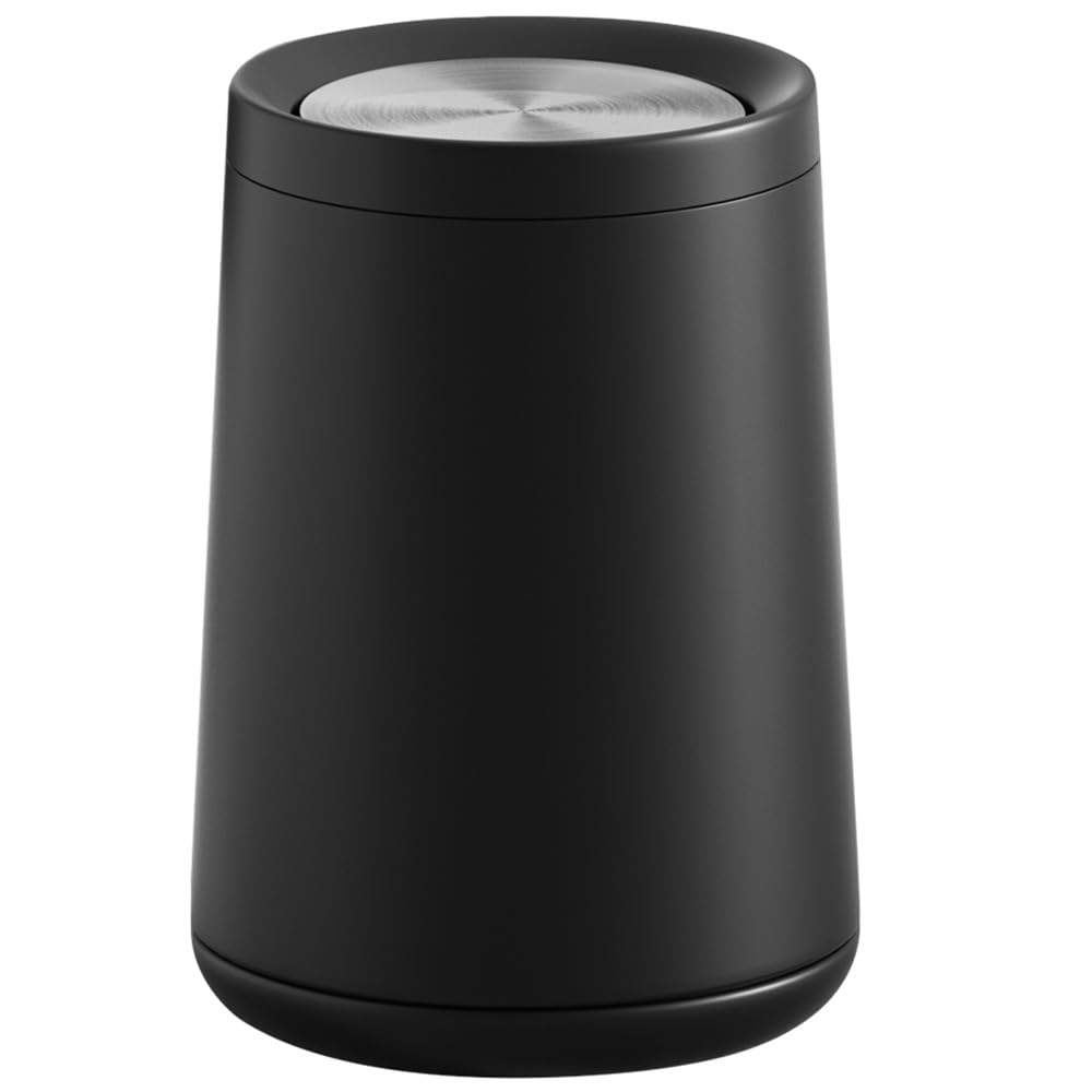 10L/2.6Gal Black Bathroom Trash Can with FILP Lid