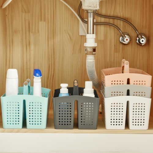 Portable Shower Caddy Basket with 3 Compartments and Handle, Black