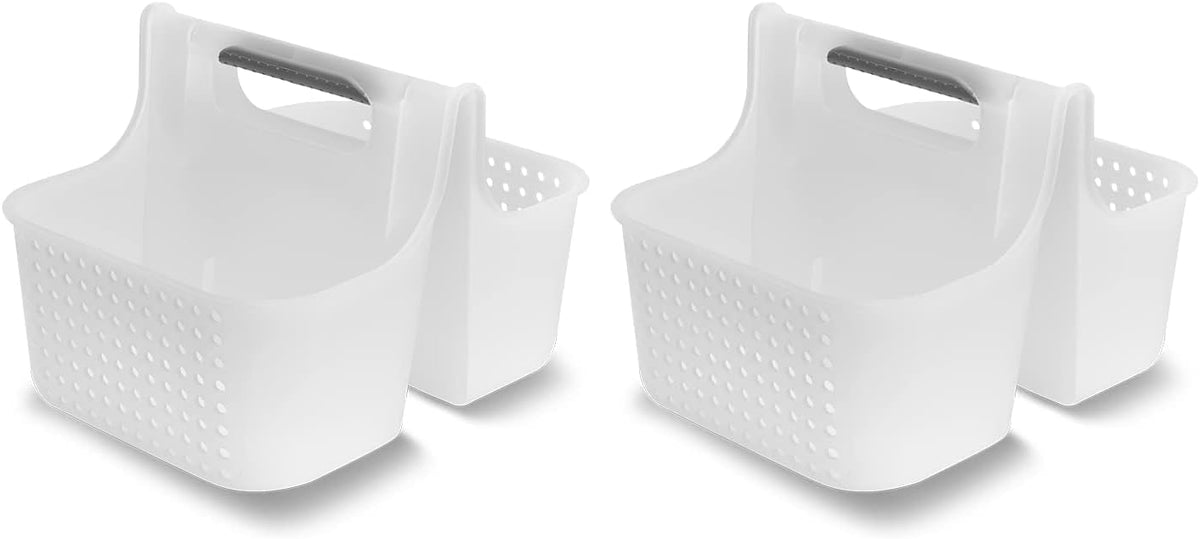 madesmart Large Soft Grip Tote, Under Sink Bathroom Storage, Multi-Purpose Home Organization, EPA Certified, Premium Antimicrobial White (Pack of 2)