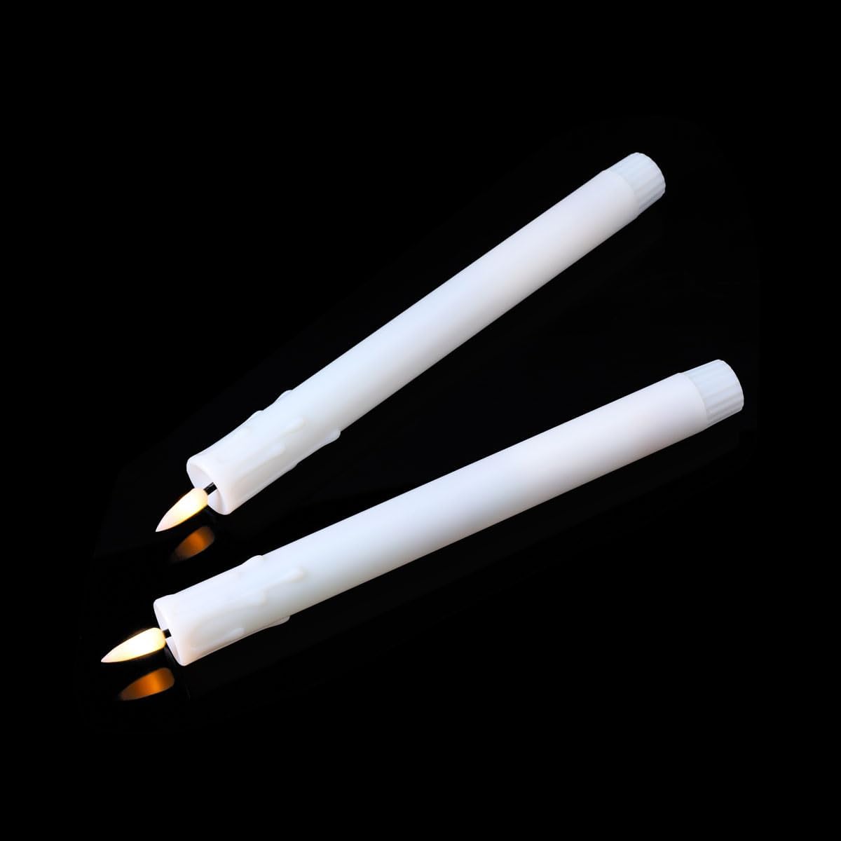 Pack of 6 Decorative Rechargeable White Taper Candles with USB Charge Warm White Light 10 Inch,Remote Flameless Christmas LED Window Candlesticks,25.5 cm Plastic Wedding Candles with Timer