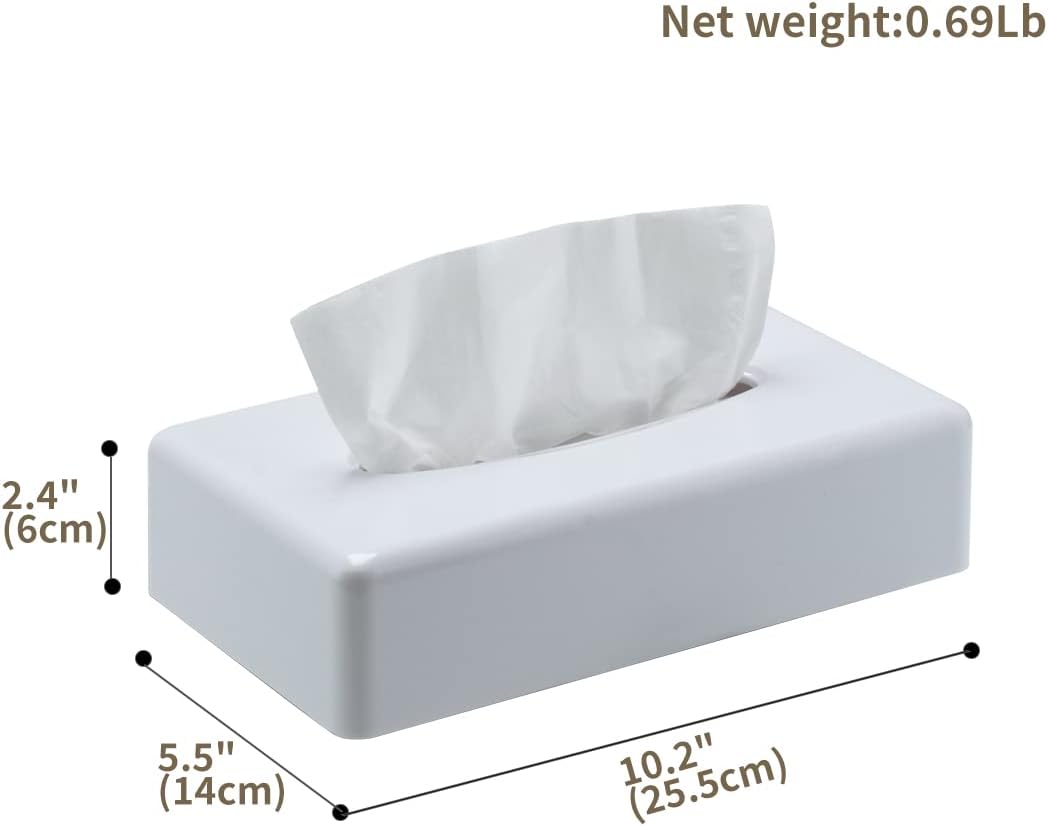 Y-in Hand Tissue Box Cover, Rectangular White Wall Mounted Facial Paper Holder Dispenser, Prefert for Storage on Bathroom Vanity, Kitchen, Night Stand, Countertops Office and Car.