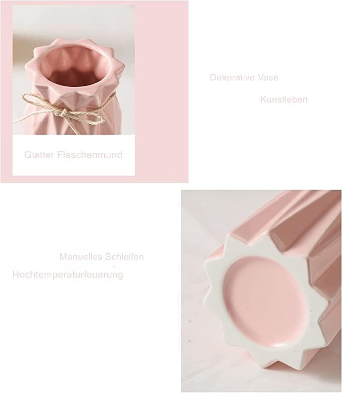Disoza Ceramic Flower 9.5" H x 3.9" W Pink Vase Modern Home Decor Vases for Centerpieces Minimalist Farmhouse Cute Decorative Vases Flowers Tulip Pampas Grass Vase for Table Bathroom Shelf