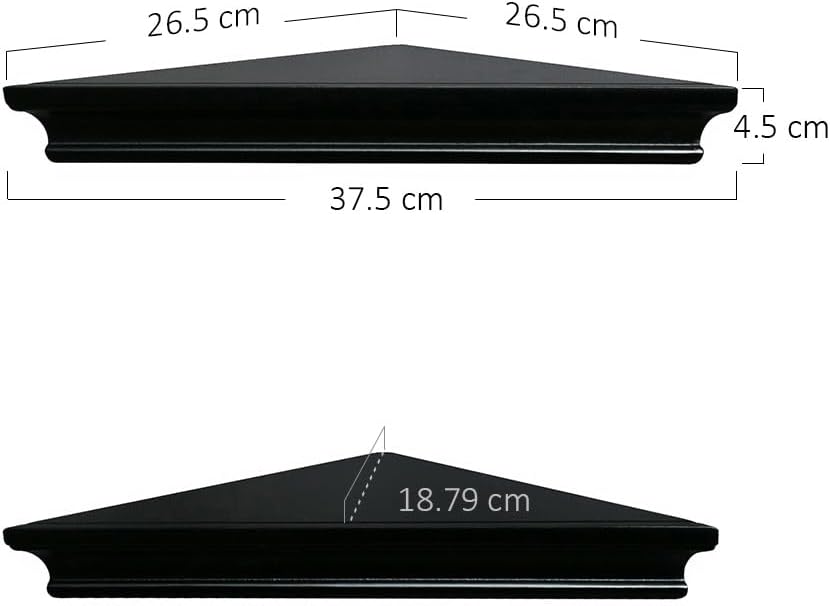 AHDECOR Black Floating Corner Shelves, Elegant Wall-Mounted Corner Shelf for Decorative Display and Storage in Any Room, Set of 2