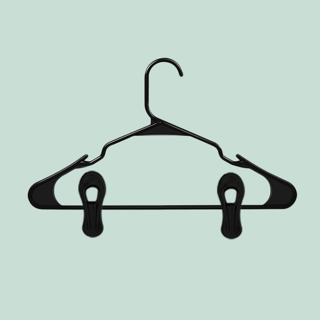 TOFIIGREM Black Hanger Clips 30 PCS, Plastic Hangers Clips Perfect for Plastic Velvet Hangers, Multi-Purpose Clothes Pins Finger Clip for Skirt Pants Hanger