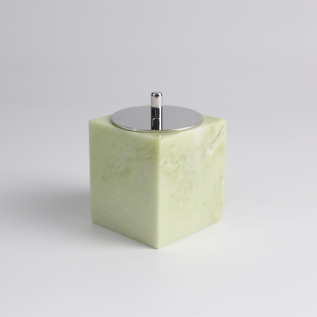 Marble Canisters QTip & Greed Marble Cotton Swab Holder with Lid