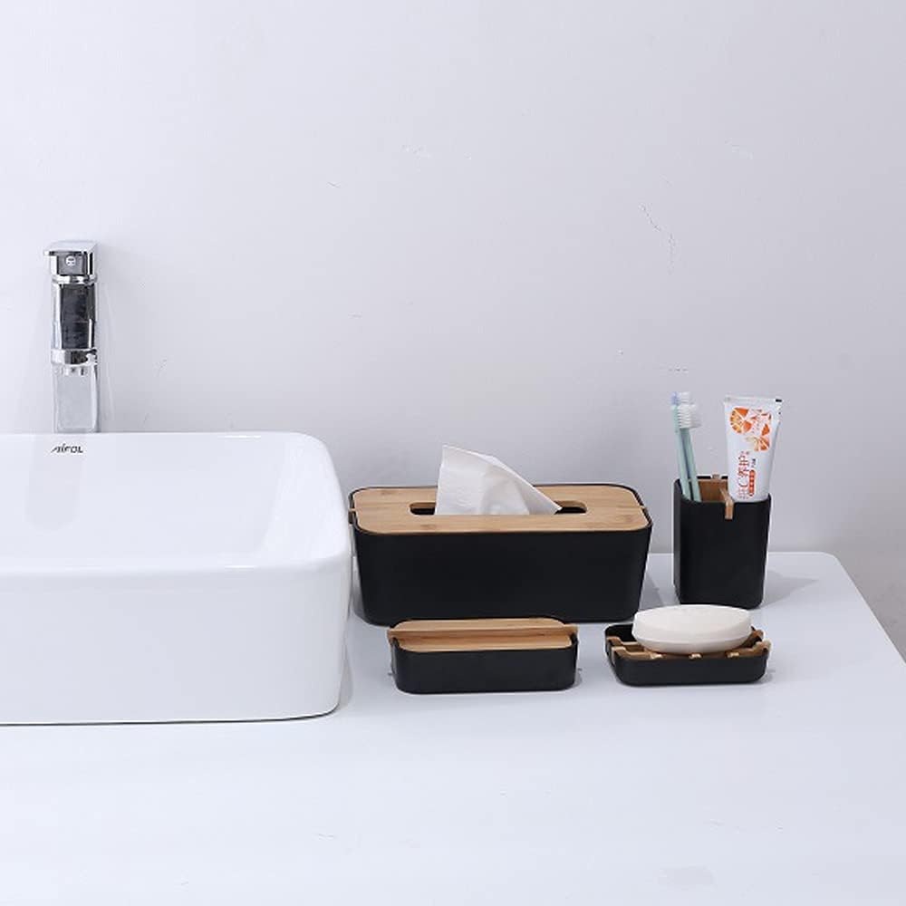 2 Pack Bamboo Soap Dish, Self-Draining Soap Box, Wooden Bamboo Bar Soap Holder for Shower, Bathroom, Kitchen, Bathtub, Bar Sink (White and Black)