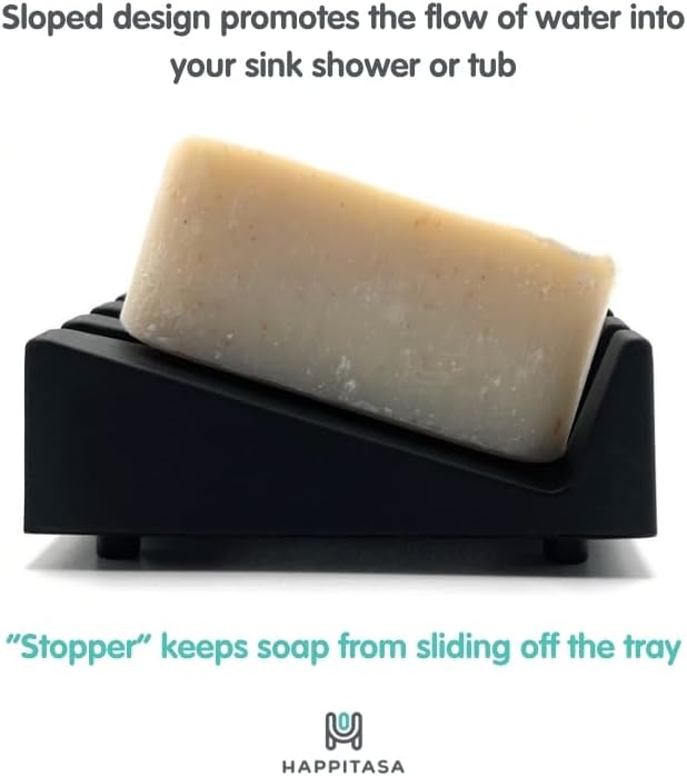 Silicone Draining Soap Dish, Sloped Angled Design, Chevron Pattern, Universal Fit, Extra Thick (Vanilla Cream, 4.5"x3.2")