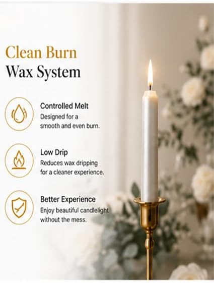 Metallic Pearl White Taper Candles for Wedding Table Centerpieces