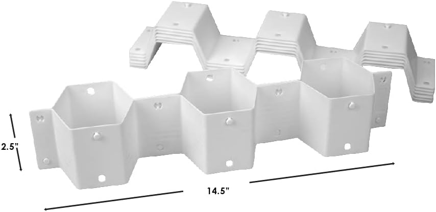 Home Basics Hexagon Pattern Honeycomb Easy Snap On 8 Piece Plastic Partition Customizable Drawer Divider Organizer Set for Undergarments, Socks, Belts, Ties, Handkerchiefs, White (2)