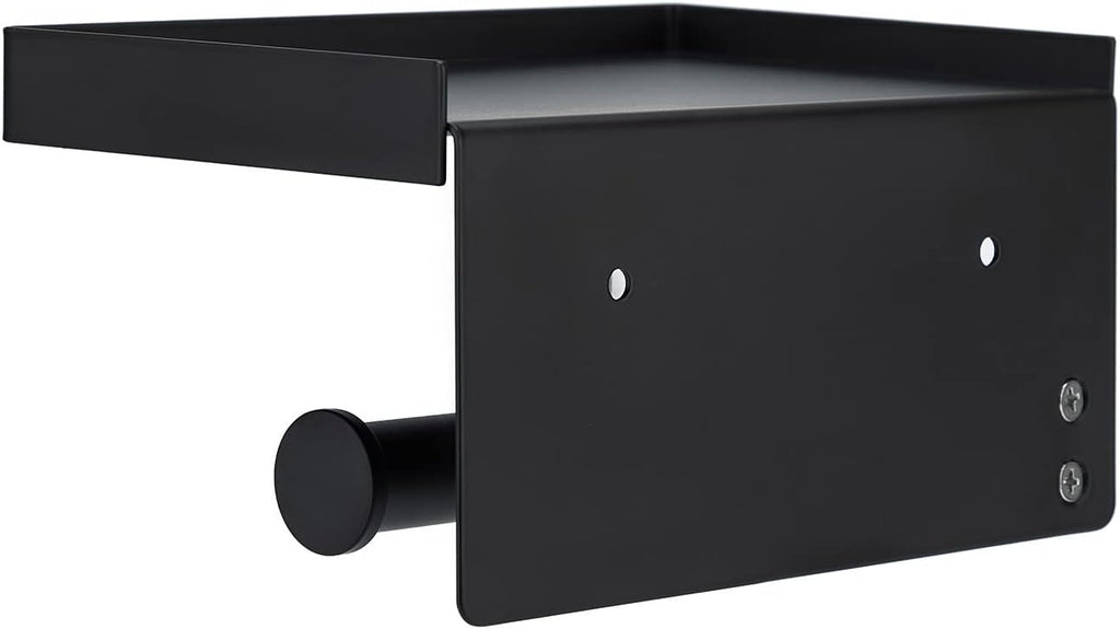 Toilet Paper Holder Tissue Roll Hanger with Shelf SUS304 Stainless Steel Matte Black Bathroom Lavatory Hardware Wall Mount Adhesive