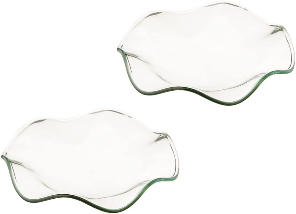 DOITOOL 2Pcs Replacement Flounces Oil Warmer Dish Wax Warmer Replacement Dish, Wax Melt Warmer Liner Glass Candle Warmer Bowl Plate Tray for Melter Burner (Size S)