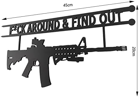 Metal No Trespassing Sign "You're In Range" Gun Metal Door, Wall or Tree Hanger Sign Decoration by GUTE,Metal Wall Art,Hanger, Gun Owners (Fck Around And Find Out)