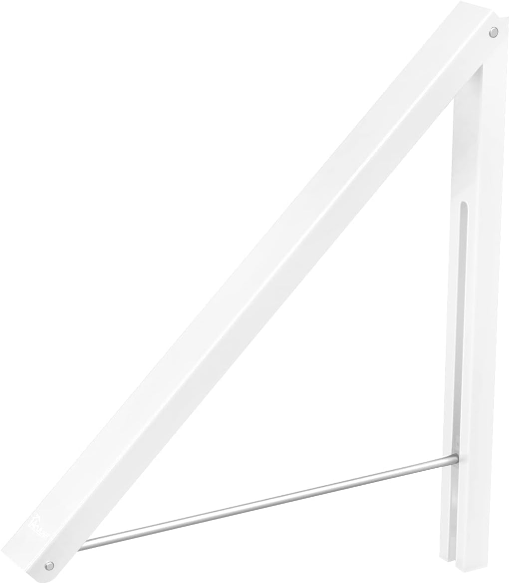 Folding Clothes Hanger Wall Mounted Retractable Clothes Rack, Aluminum, Easy Installation, White