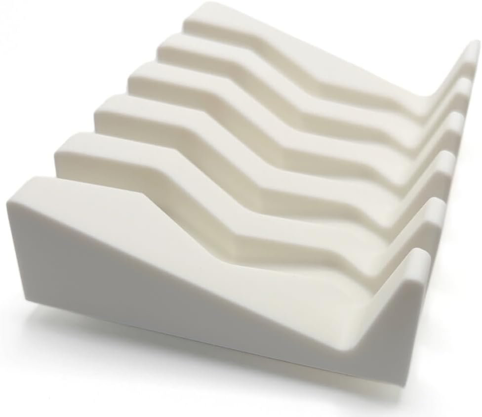 Silicone Draining Soap Dish, Sloped Angled Design, Chevron Pattern, Universal Fit, Extra Thick (Vanilla Cream, 4.5"x3.2")