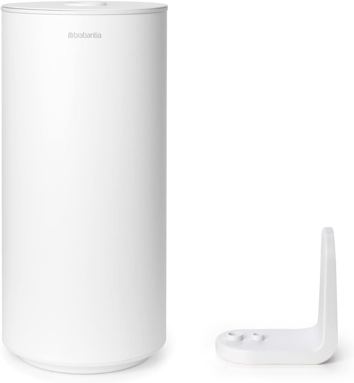 Brabantia Mindset Toilet Roll Dispenser (Mineral Fresh White) Anti-Rust, Discreet Bathroom Tissue Holder, 2 Spare Rolls (Ø 5.37") Wall-Mountable Tidy Storage